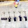 BTS Funny Cartoon Acrylic Keychain, Bangtan Boys Member Face with Cute Outfit Keyring, Kpop Idol Bag Pendant for ARMY Fans