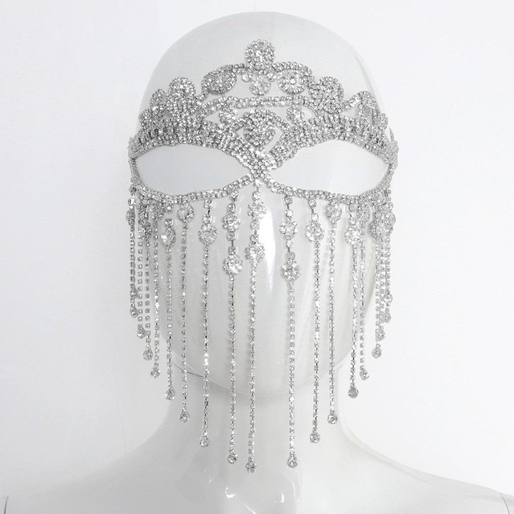 Retro Face Chain Luxury Veil Mask Bohemian Style Tassel Mask for Women