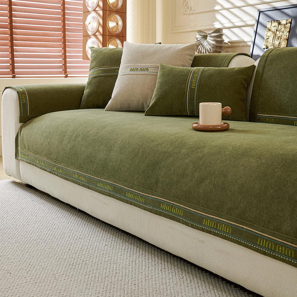 

New Chenille Straight Row Premium Light Luxury Sofa Cushion Four Seasons Universal Non-Slip Seat Cushion Backrest Cover Back Cover Towel 70*70cm