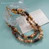Layered Gold Tone Chunky Beaded Statement Necklace for Women Boho Vintage Style Adjustable Chain Fashion Jewelry Trendy Daily