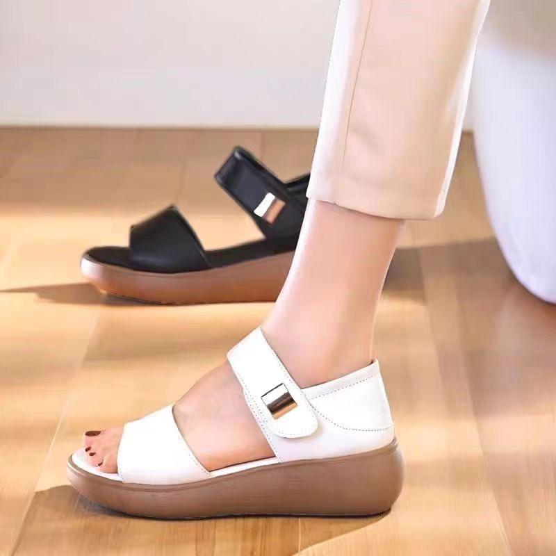 2025 Summer New Casual Soft-soled Versatile Velcro Mother Shoes Thick-soled Heightening Women's Sandals Going Out Sandals