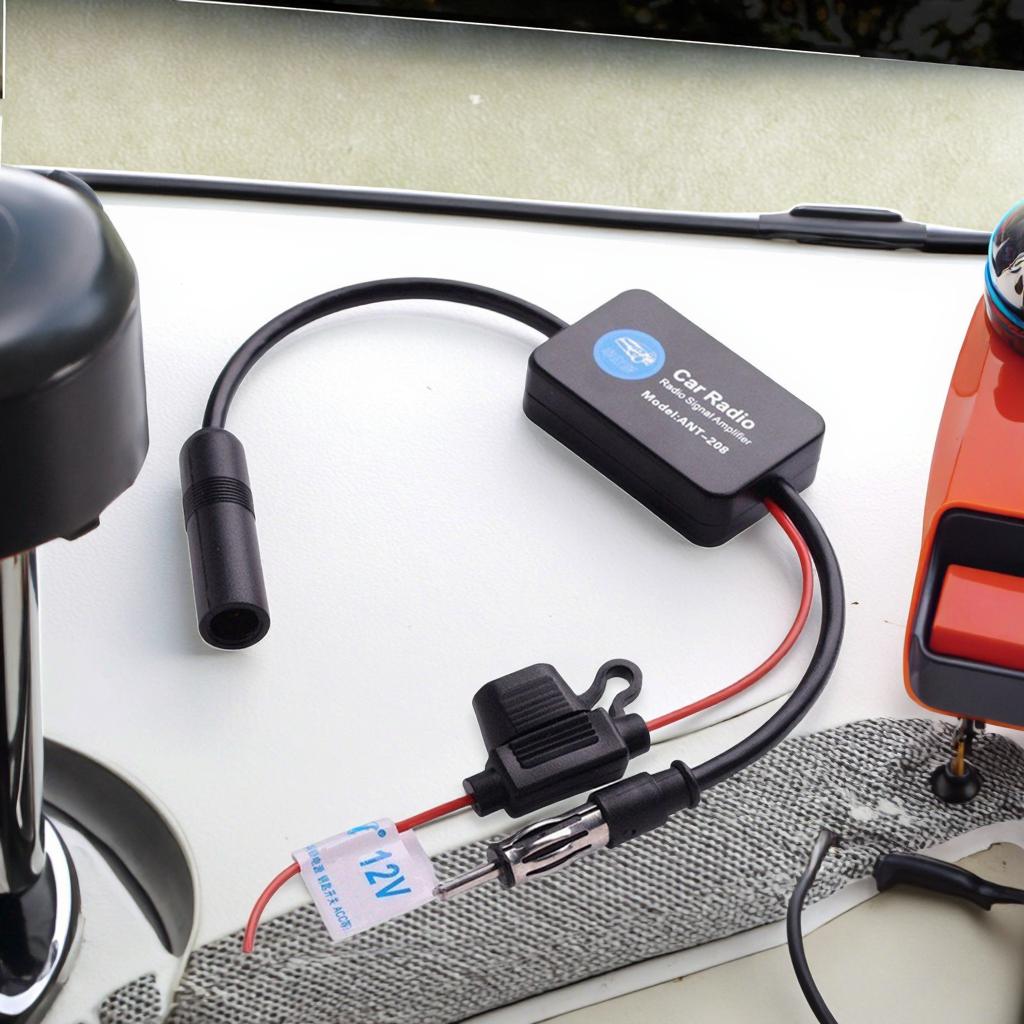 DaiSheng FW-DV12 Universal FM Booster Antenna Car Radio Signal Amplifier Anti-Interference Features 8CM Cable 75 Ohms Impedance