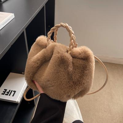 Plush Handbag Bag Women'S Fashion Autumn And Winter Pumpkin Bag High-End Single Shoulder Messenger Bag Cloud Bag Tide