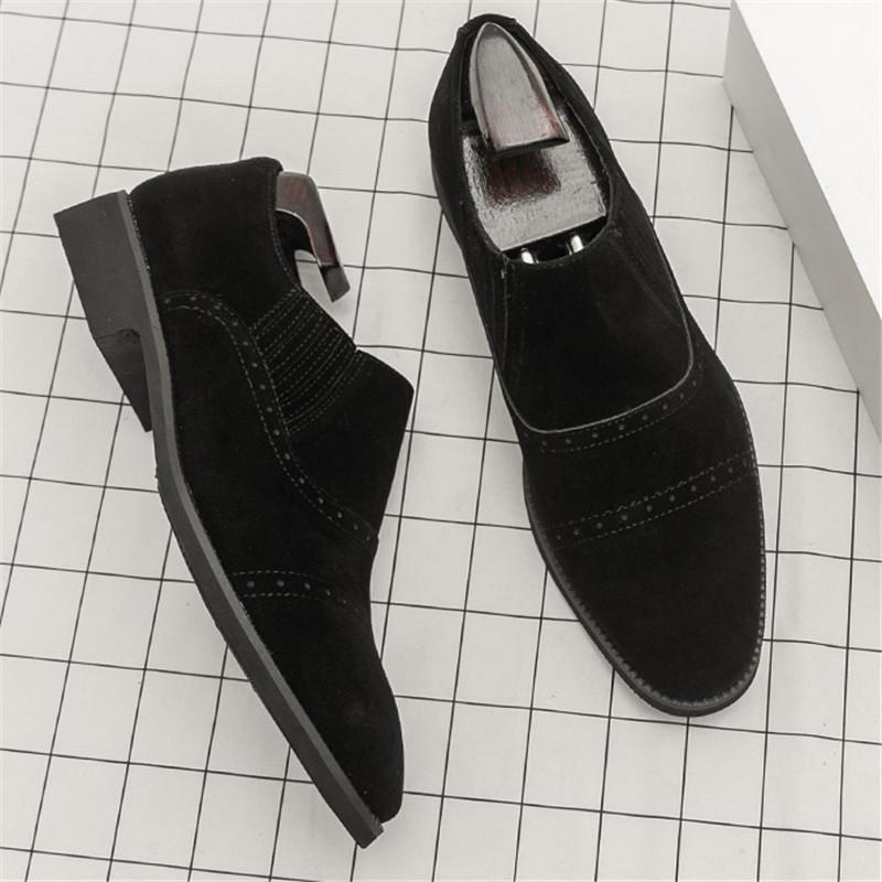 

Luxury Designer Fashion New Men Pointed Suede Leather Dress Casual Shoes Black Brown Loafers Wedding Dress Homecoming Footwear 38 чорний