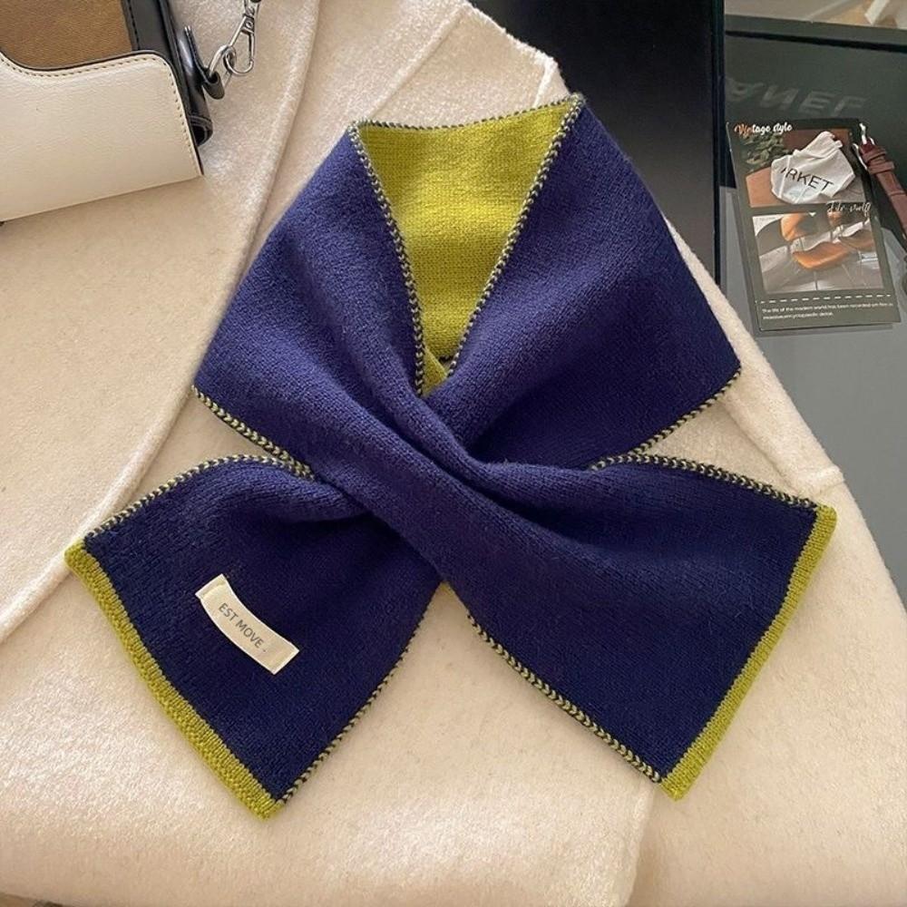 All-Match Design Cross Neck Scarf Soft Knitted Warm Neck Protector Knitted Neck Warmer  For Women