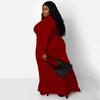 Letnia damska Plus Size Fashion Party Długie sukienki Kołnierzyk z klapami Zapinana z długim rękawem Jednolita kolorowa balowa workowata sukienka