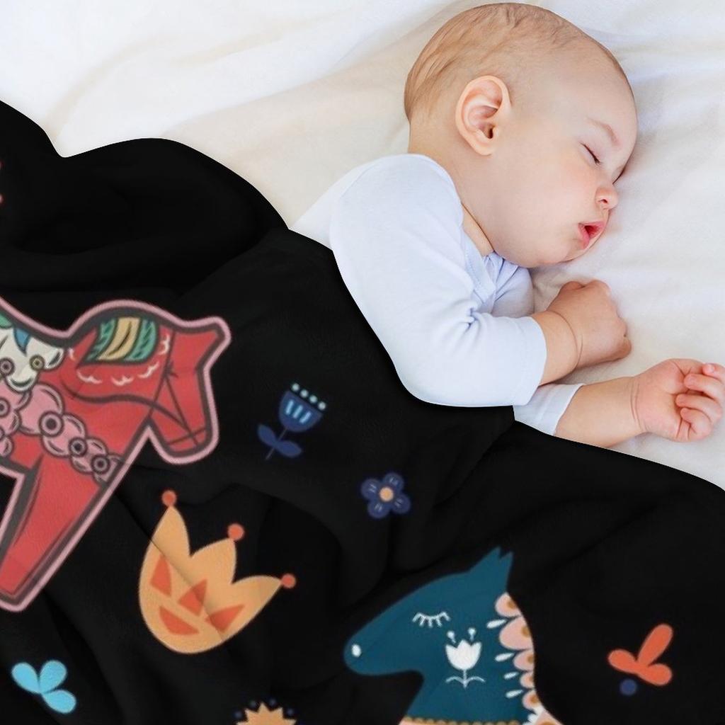 Dala Horses Christmas Dala Horse Throw Blanket Multi-Purpose Moving anime Sofa Quilt Blankets