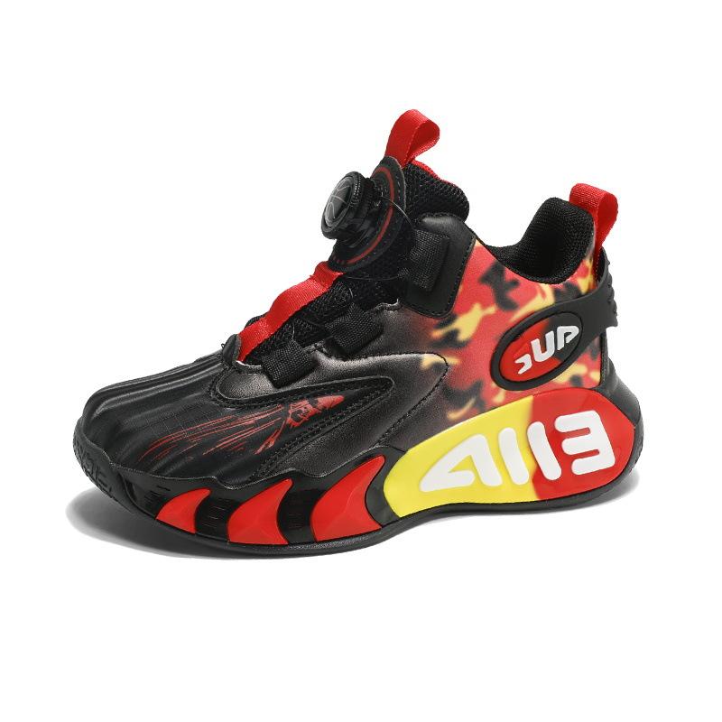 Boys' sports shoes autumn new fashionable and versatile mid-help foot protection lightweight leather surface waterproof youth basketball shoes men