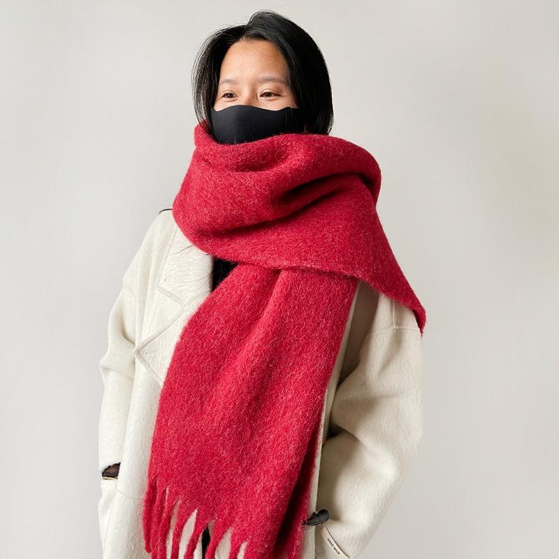 Herbst- und Winter-Verdickungsschal Paar Mohairschal Damen vielseitiger hochwertiger verdickter warmer Schal einfarbiger Schal