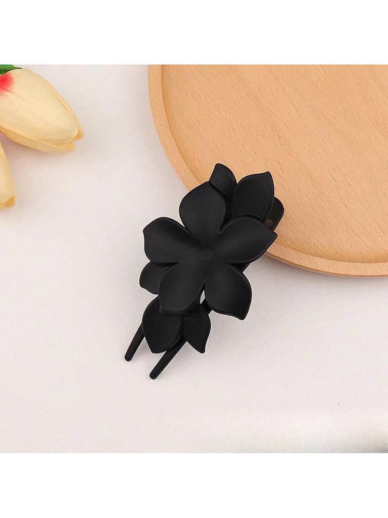 4.2-inch Large Natural Color Coffee Colored Flower Grab Clip Suitable for Thick and Thin Hair, Fixing Hair and Styling