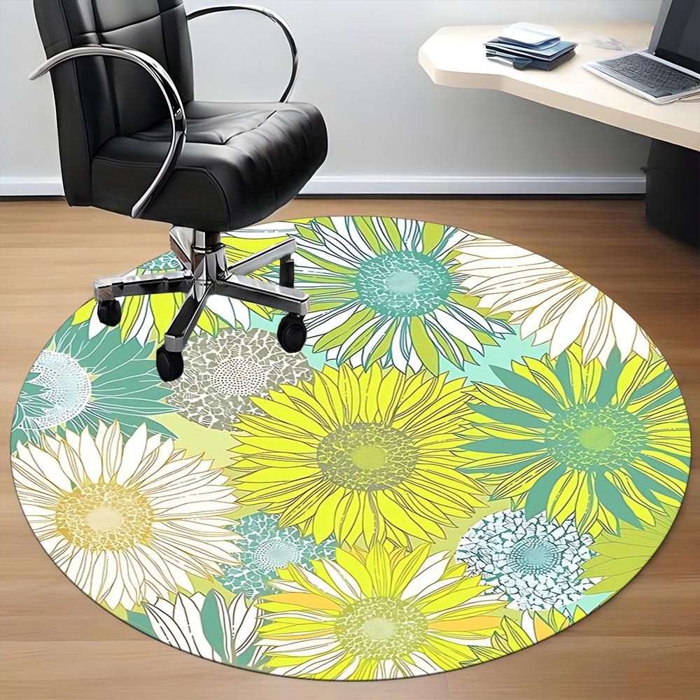 1 Stück Rundteppich mit Blumenmuster für das Büro, rutschfest, weich und langlebig, Büroteppich für die Innendekoration, perfekt für das Büro, schöne Dekoration yy2603120