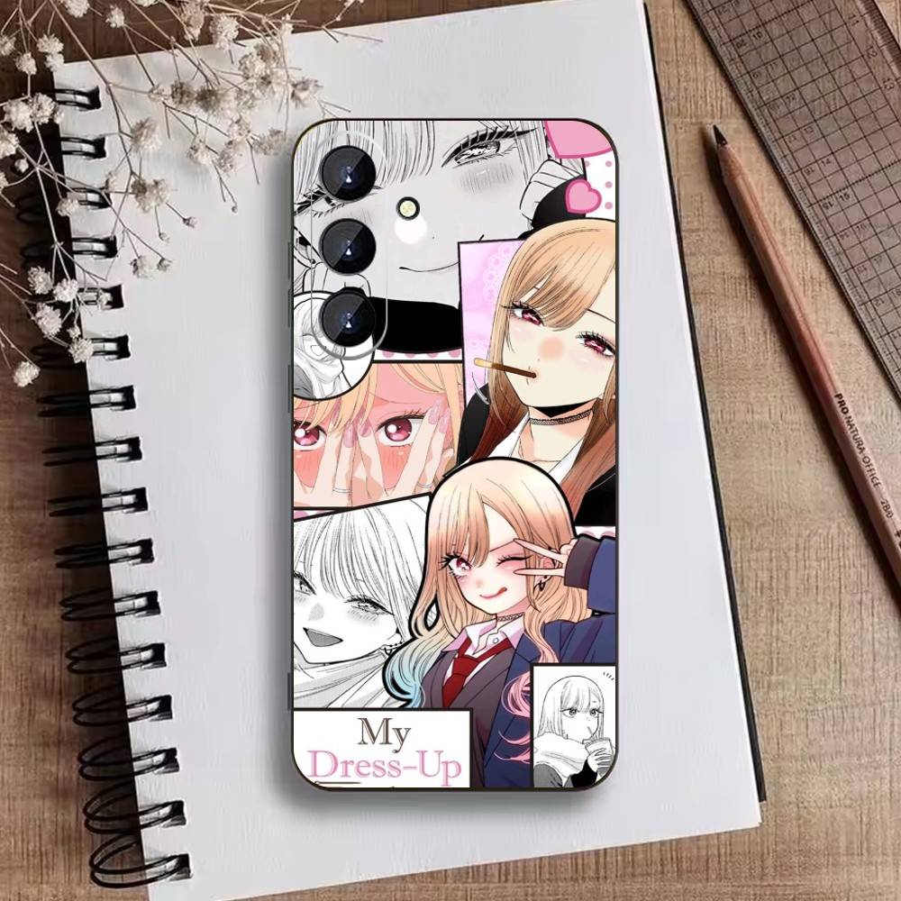 R-Darling Marin Kitagawa Colorful Silver Phone Case For Samsung Galaxy A73,21,22,32,71,53,52,51,80,5G Soft Black Cover