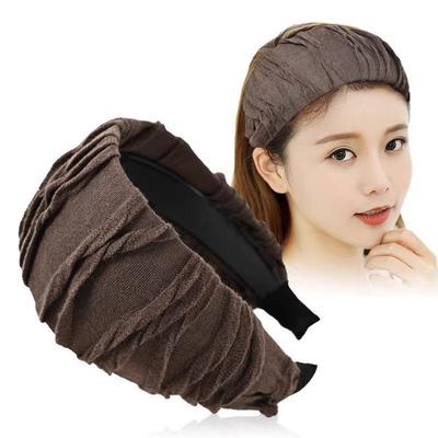 Korean Style Pleated Headband for Women - Elegant & Versatile Hair Accessory for Spring/Autumn, Suitable for Face Washing & Outings, Wide Edge.