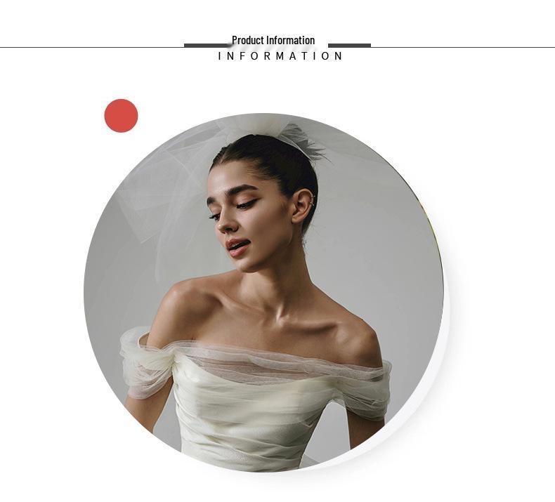 Petite Off-Shoulder White Satin Wedding Dress – Short, Simple French Style