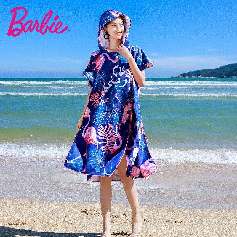 

Пляжне пончо-рушник Barbie з капюшоном, що добре вбирає вологу