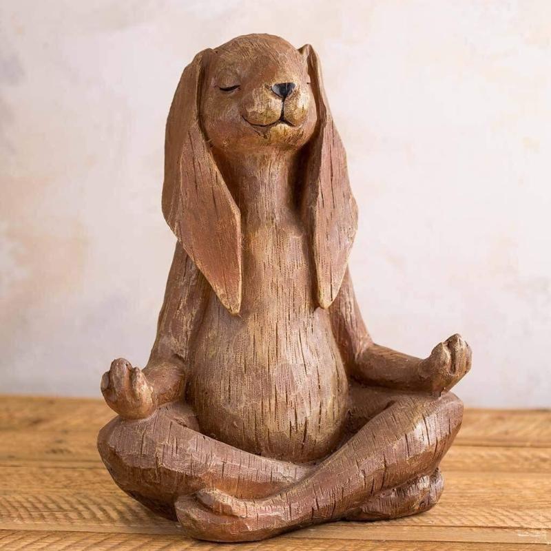 Meditation Rabbit Resin Ornament Garden Decoration Long Eared Rabbit Sculpture Ornament Home Gardening Animal Sculpture Decor