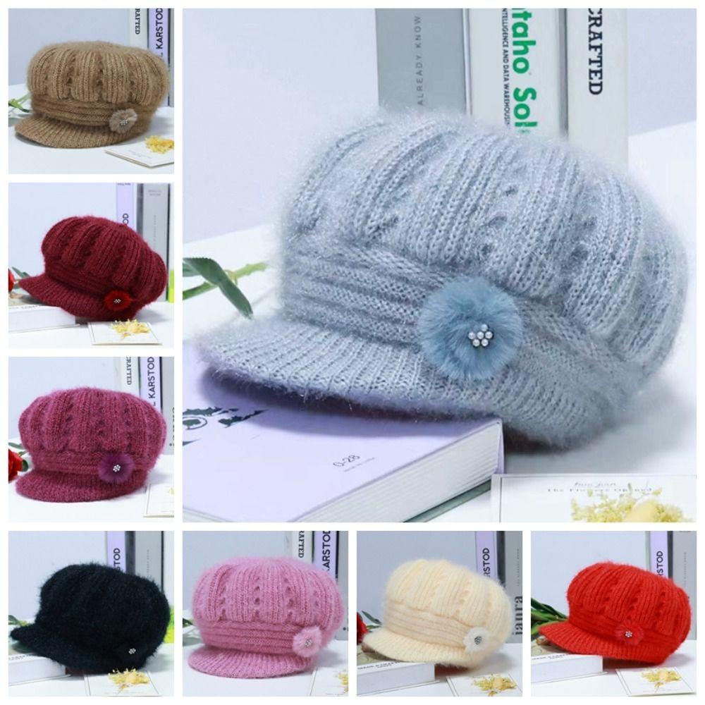 Plush Simple Mommy Hat Thicken Winter Warm Cap Elegant Knitted Cap  Female/Girls