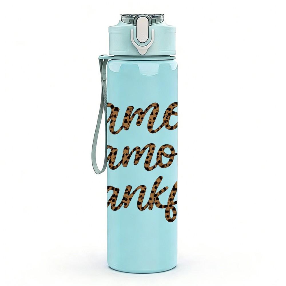 1PC Camox Glamour Thankful Script 750ml Color Plastic Sports Water Bottle Leakproof Flip Straw Lid Suitable for Sports Office Home Use