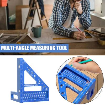 3D Multi-Angle Measuring Ruler High Precision Aluminum Alloy Triangle Ruler with 6-Hole Design Positioning Pins