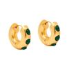 Orecchino a Cerchio Placcato Oro 18K Reale con Intarsio di Malachite Moda Personalità Tendenza Semplice Temperamento Orecchini Donna