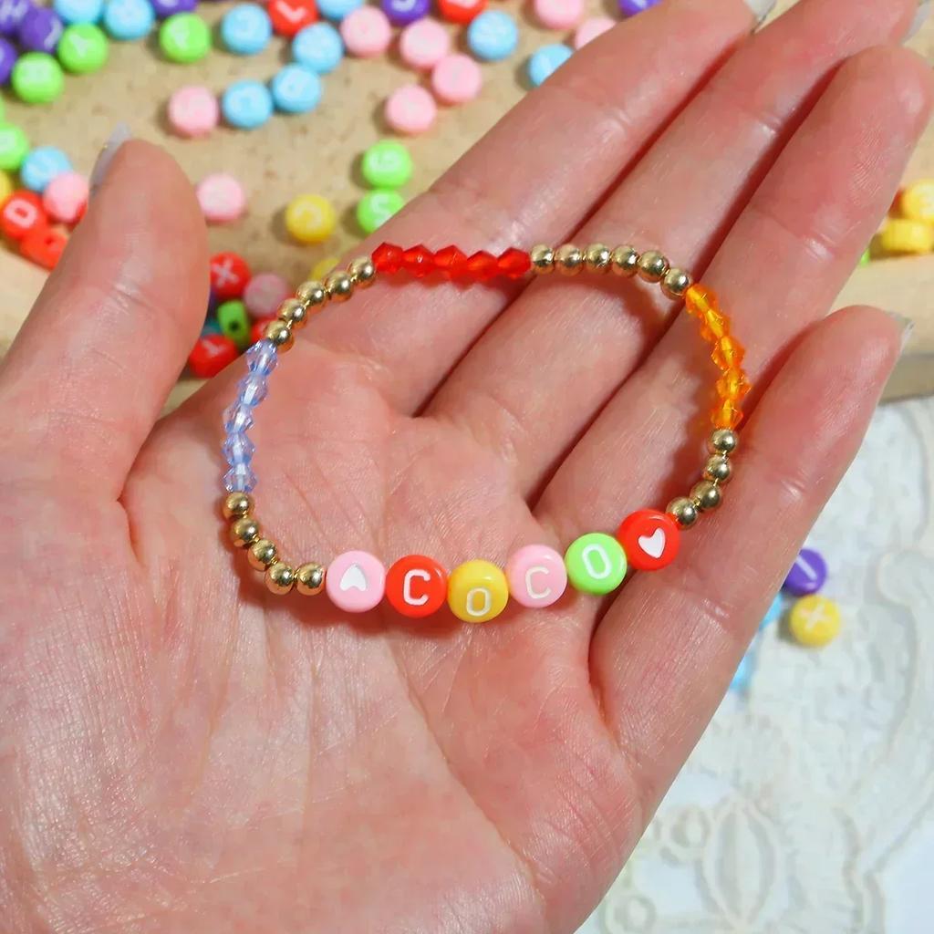 100-500PCS Colorful Letter Beads With Holes Acrylic Round Flat Loose Alphabet Beads For Jewelry Making DIY Bracelet Accessories