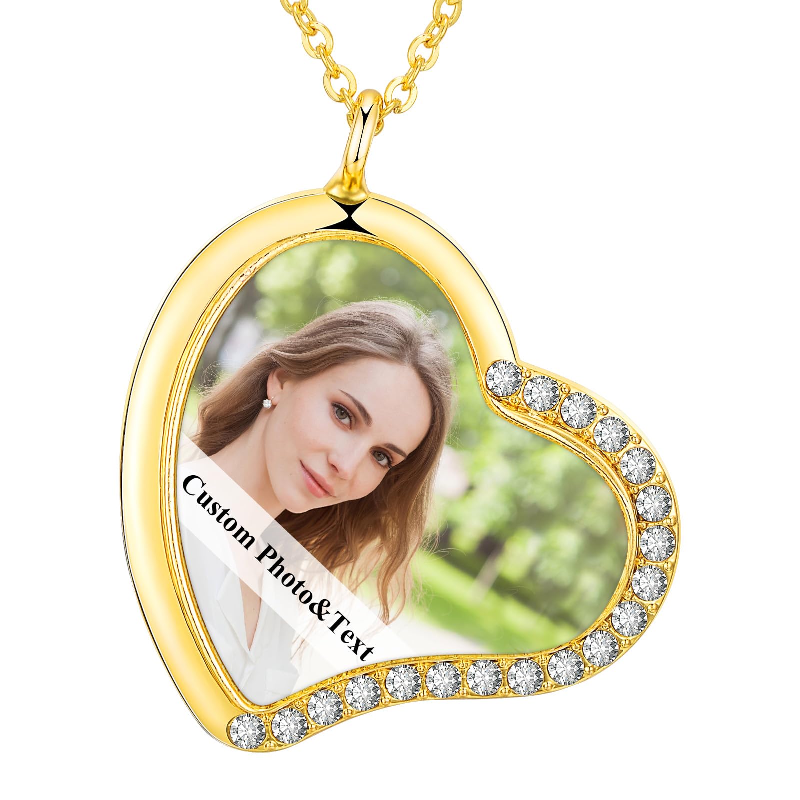 

Custom Necklaces with Pictures Personalized Photo Picture Necklace Angel Wings Rhinestone Pendan Necklace Hip Hop Gift Stainless steel