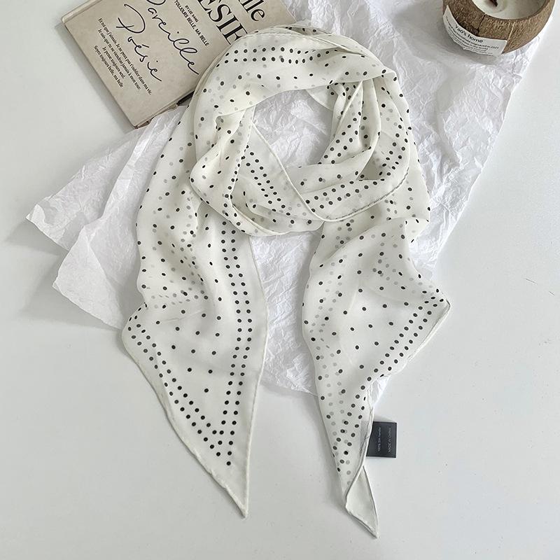 Ladies' Summer Polka Dot Scarf Tie Neck Long Ribbon Casual Sun Protection Outer Scarf Belt Decoration Polka Dot Scarf Headband