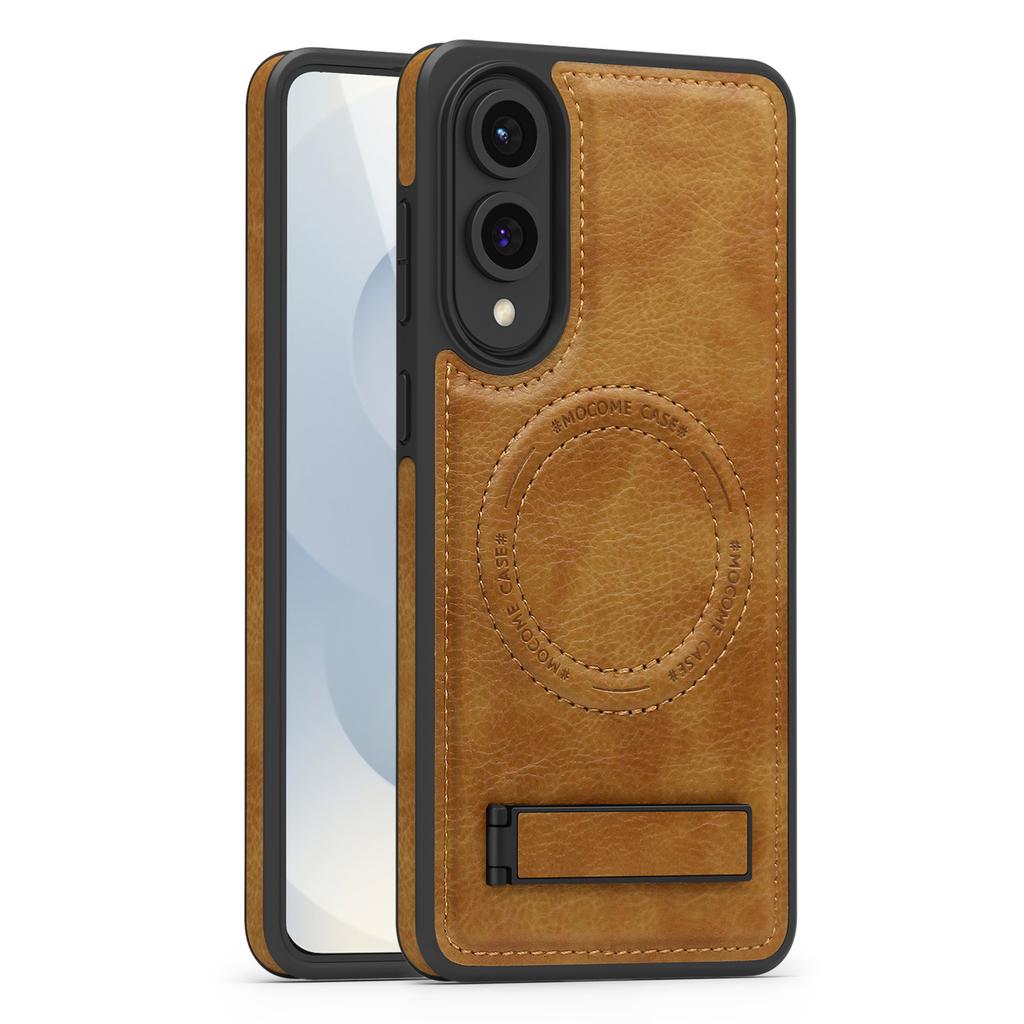 Applicable to S25EDGE mobile phone case crystal shield magnetic suction bracket all-inclusive PU leather S25 protective cover factory