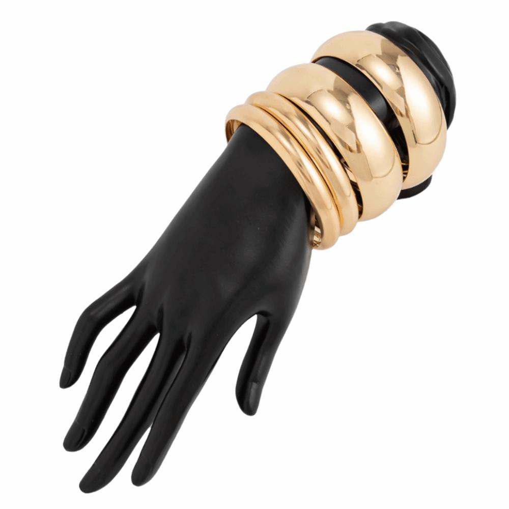 3/4/6/8Pcs Chunky Punk Metal Bracelets Multilayer Smooth Bracelet Set  Friends Birthday Gift