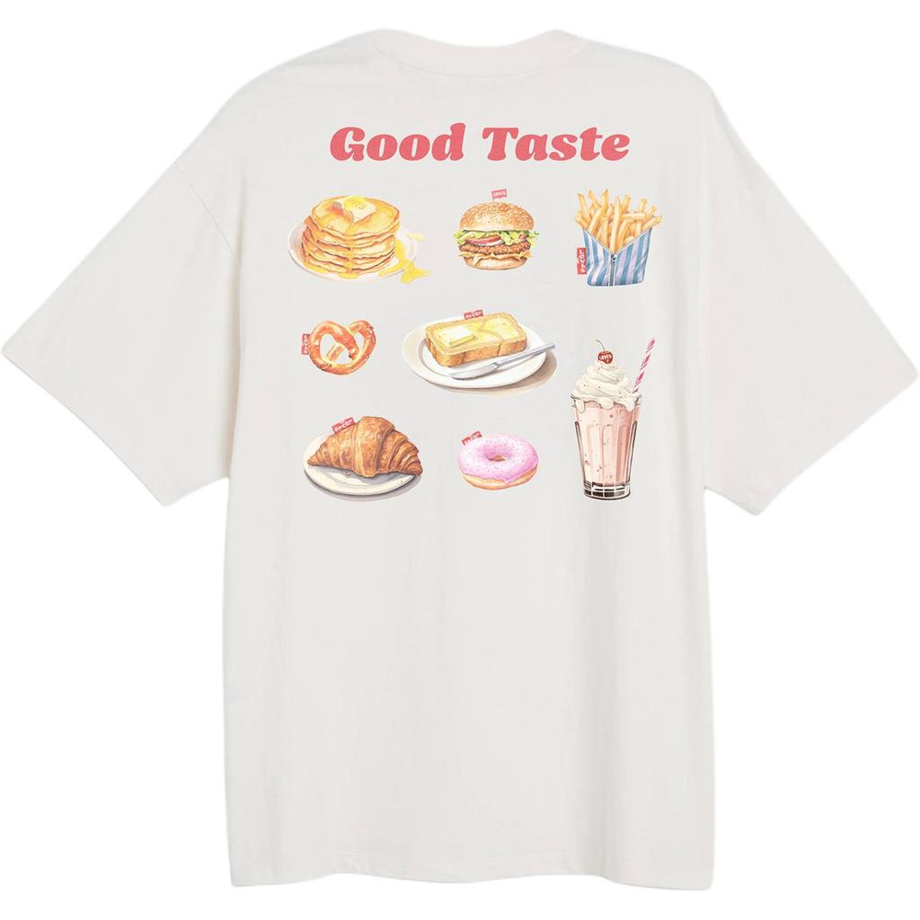 Levis Loose Simple Comfortable Food Pattern Round Neck Short Sleeve Drop Shoulder T-Shirt Women T-Shirts A4924-0096