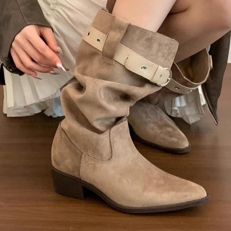Pile Martin boots women's 2025 new autumn thick-bottomed wasteland wind tube Xinjiang tourism western cowboy knight boots