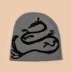 Autumn and winter retro contrasting color dragon jacquard knitted hat men and women warm personality street outdoor hip hop pullover hat