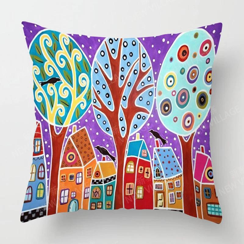 Home Living Room Decoration Cushion Covers Vintage Oil Painting Style Throw Pillow Cover45*45 Pillowcase 40x40cm 50x50 45x45