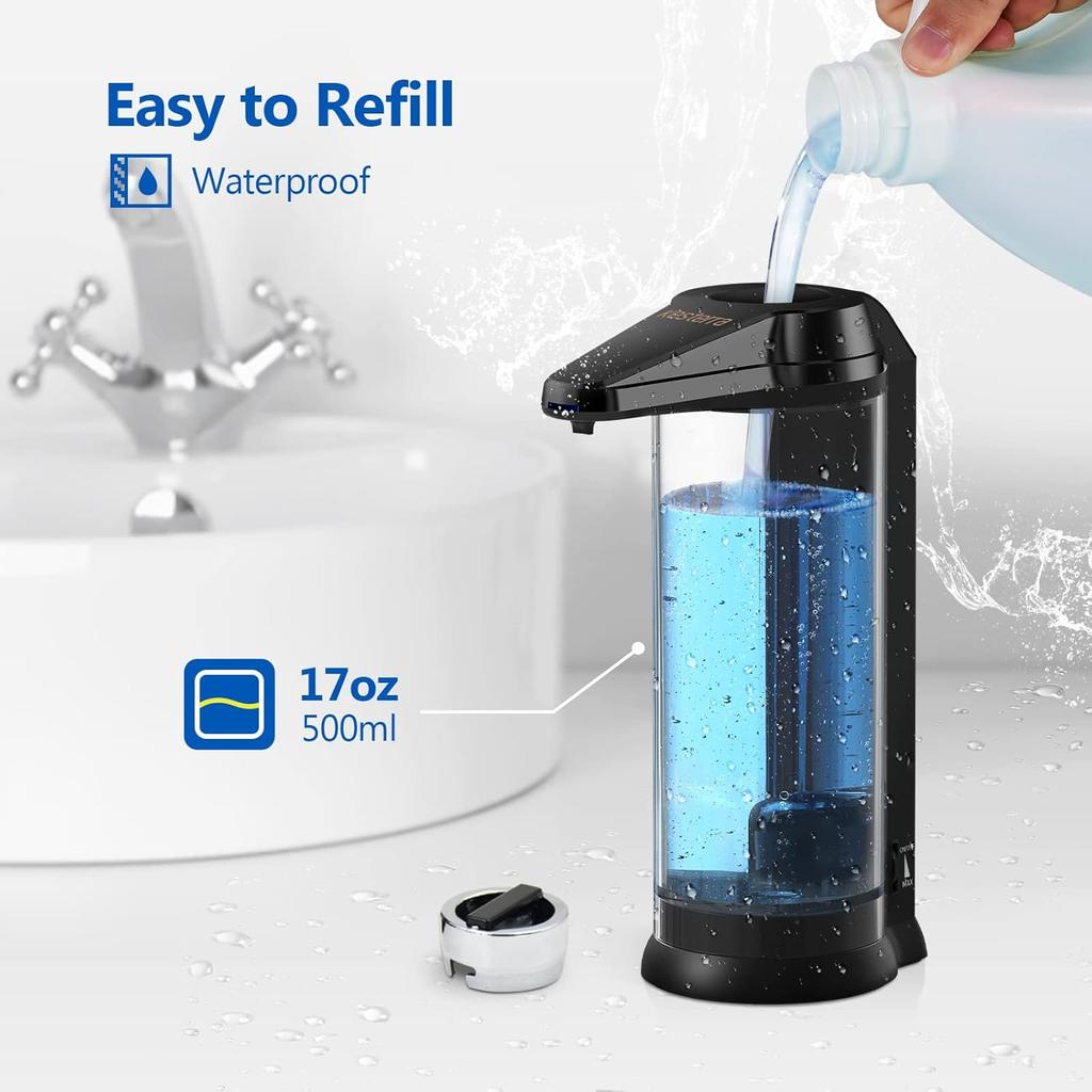 Automatic Soap Dispenser, 17oz/500ml Touchless Soap Dispenser, Plastic Hand Soap Dispenser for Kitchen Bathroom, with 7 Levels Adjustable Soap