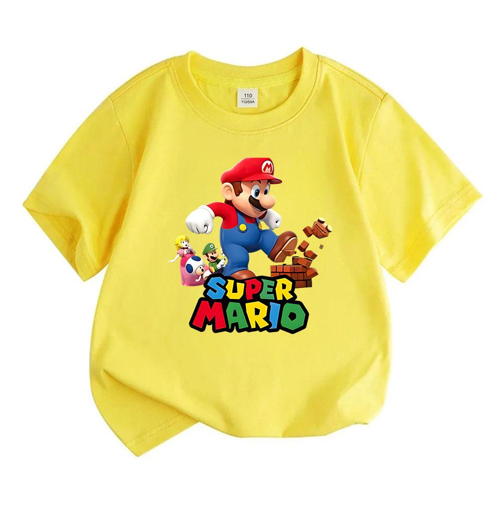 Kids Boys Girls Crew Neck Short Sleeve T-Shirt, 100% Cotton Casual Cartoon Character Printed Tee for Children Summer Comfortable Breathable Tops for D