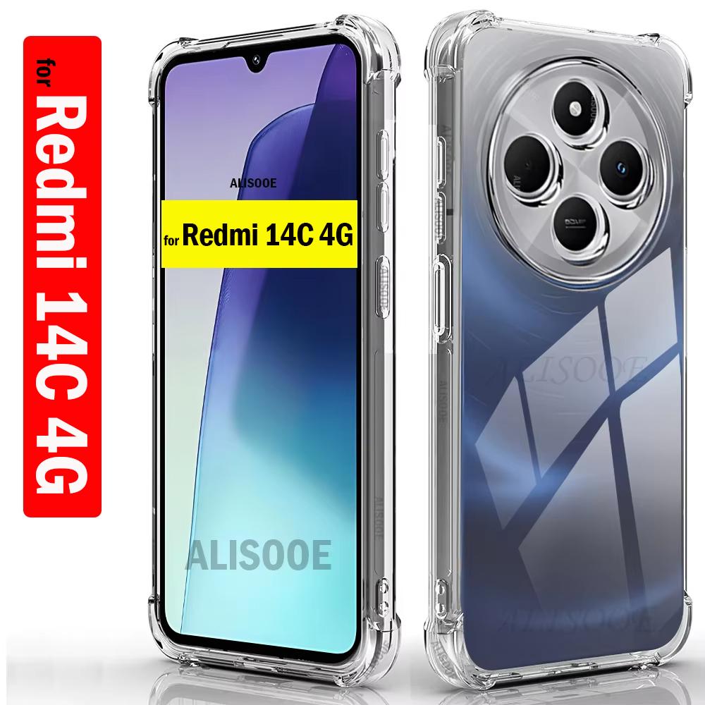 

Прозрачный чехол Funda для Redmi 14C 4G, Ультратонкий, HD Clear, Мягкий, Ударопрочный чехол-бампер для Xiaomi Redmi 14C Capa for Redmi 14C 4G