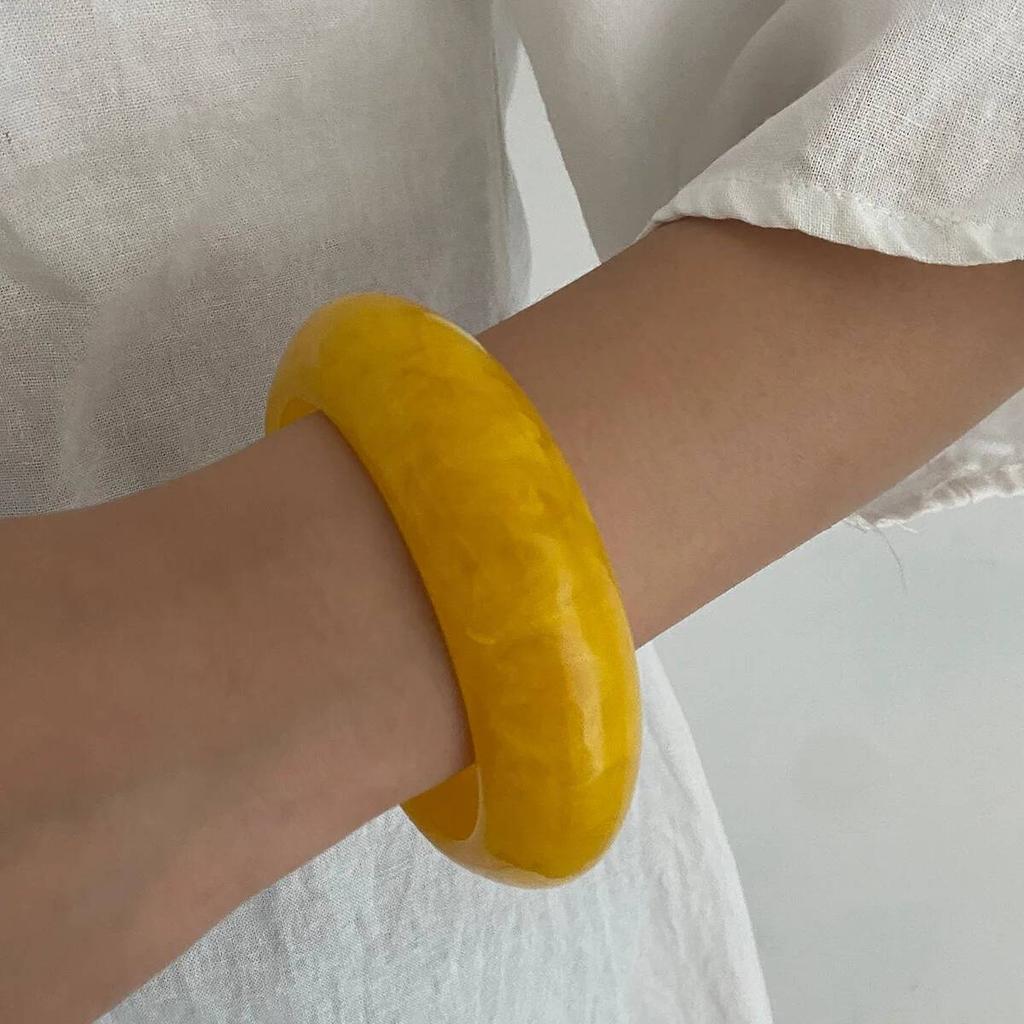 SHIXIN Exaggerated Irregular Thick Resin Acrylic Wide Bracelet Bangle For Women Retro Geometry Stacked Round Bangle Jewelry Gift