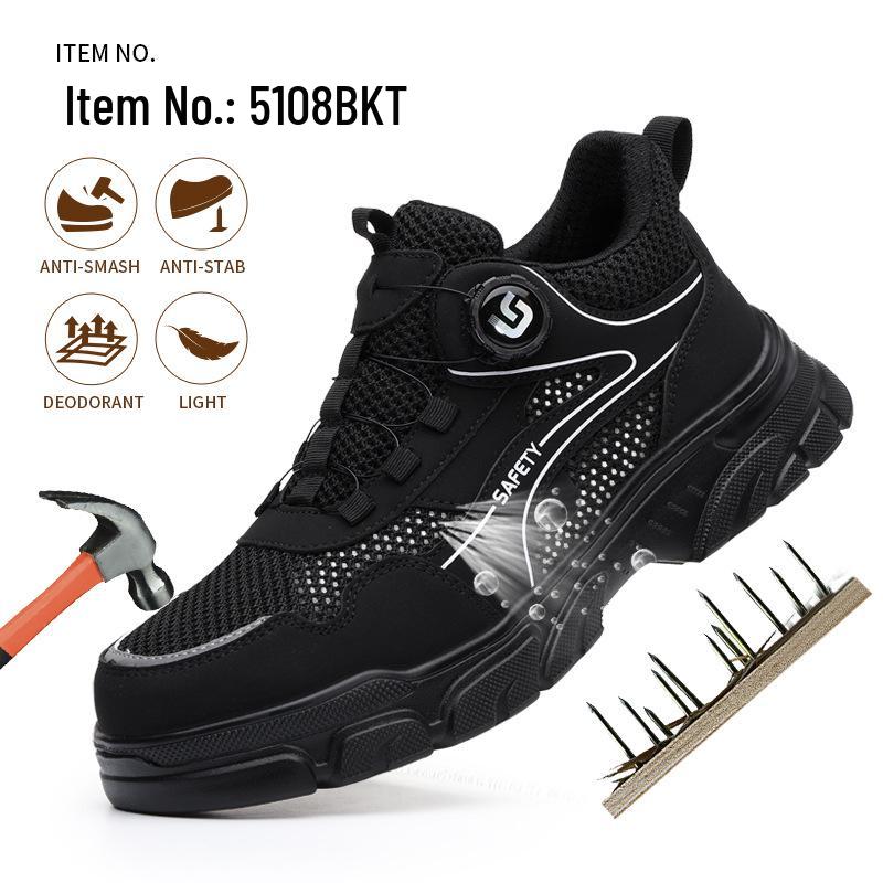 Men's Lightweight Steel Toe Safety Shoes: Breathable, Anti-Smash, Anti-Puncture, Comfortable, Wear-Resistant Labor Protection Footwear.