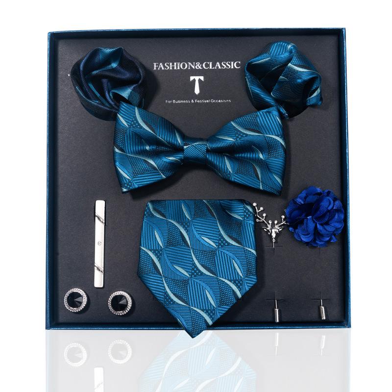 High-End Wedding Groom Tie Pocket Towel Corsage Gift Box Set Men'S Tie