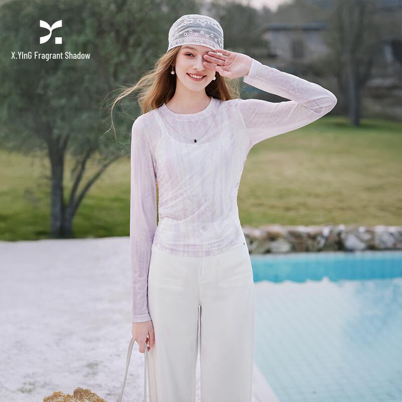 Xiangying Women s Gradient Tie-Dye Leopard Print Long Sleeve T-shirt S