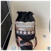Women's 2024 New Vintage Casual Ethnic Style Bucket Bag Street Fashion Contrast Color Shoulder Bag