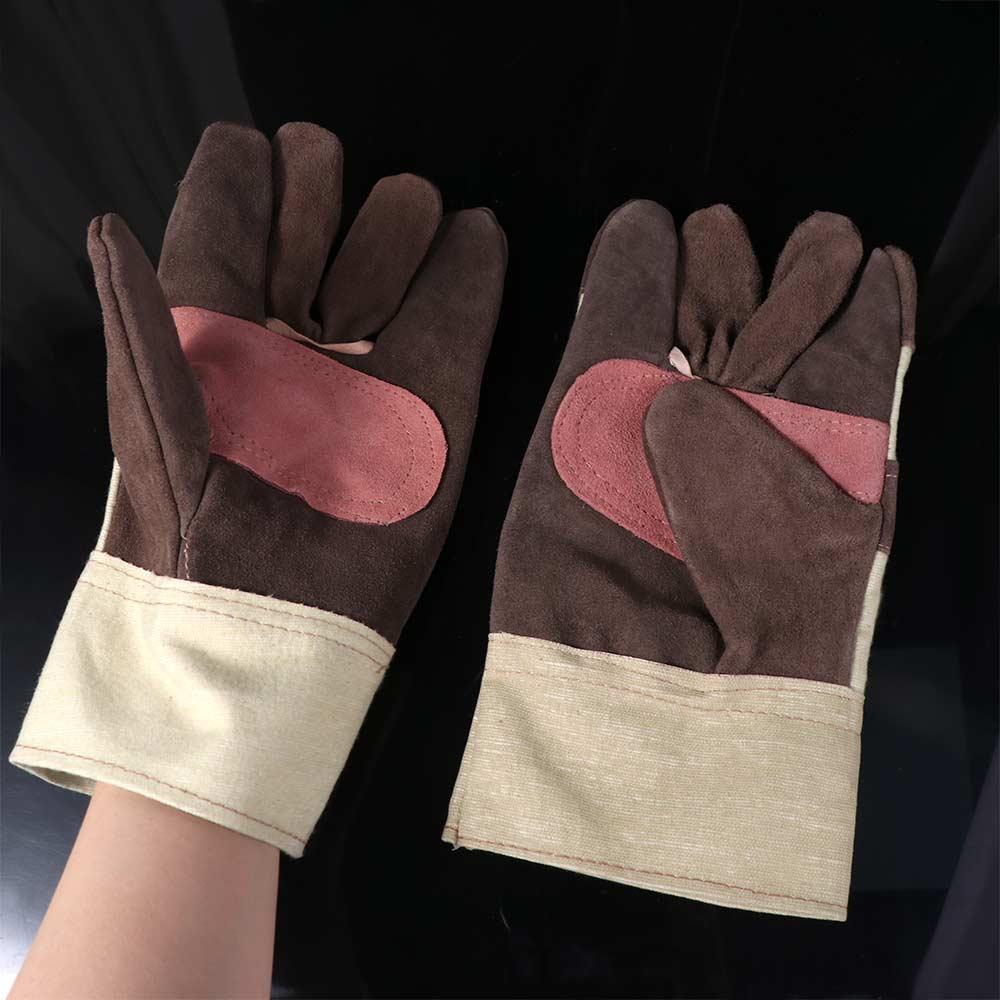 1 Pair Abrasion Resistant Leather Work Gloves Thickened Welder Gloves  Driving  Farm Garden Welding