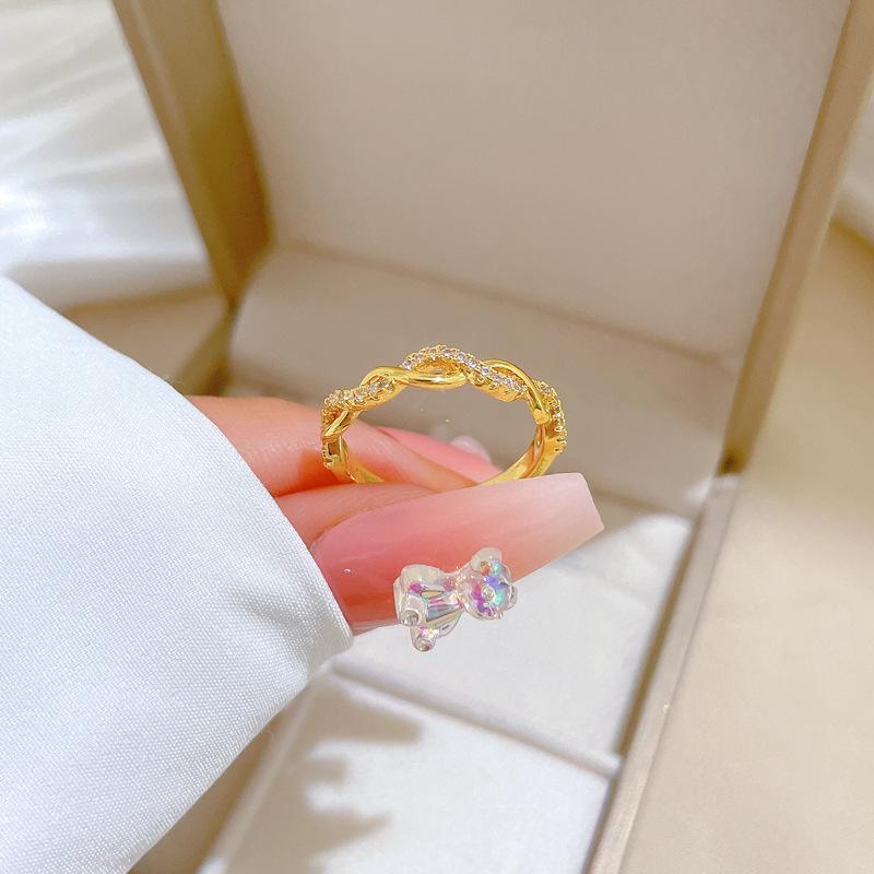 Copper Micro-Inlaid Open Zircon Ring, Women'S Fashion Personalized Ring, Index Finger Ring, The Same Simple And Cold Style