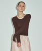 Cita Wool Blend Tencel U-Neck Long Sleeve Tee_Ctt356 (Brown)