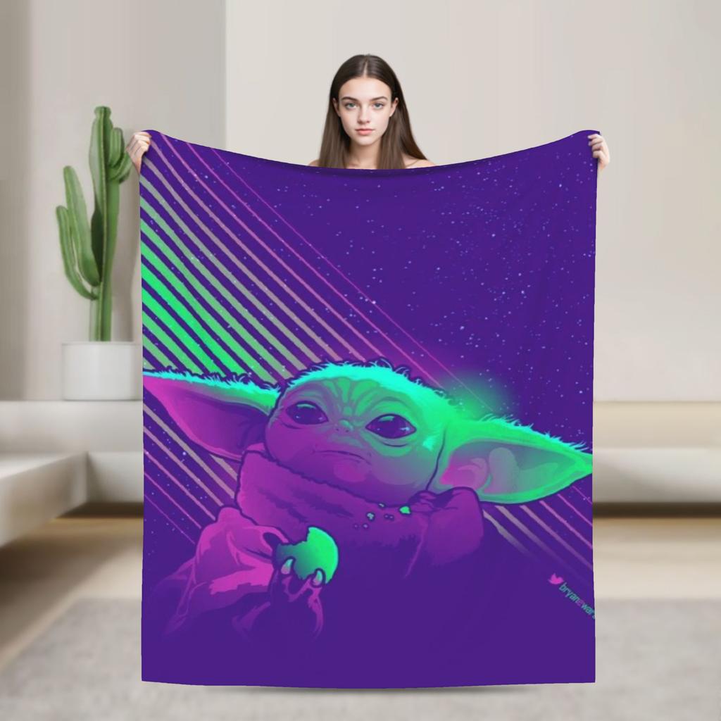 Grogu W-Warss Baby Yodas Blankets  Camping Flannel Throw Blanket For Living Room Warm Custom DIY Quality Bedspread