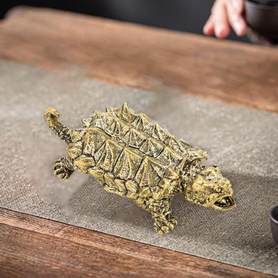 Kajmanka supí Figurka Socha Přívěsek Feng Shui Dekorace Mosazná Ozdoba Čajové Zvířátko