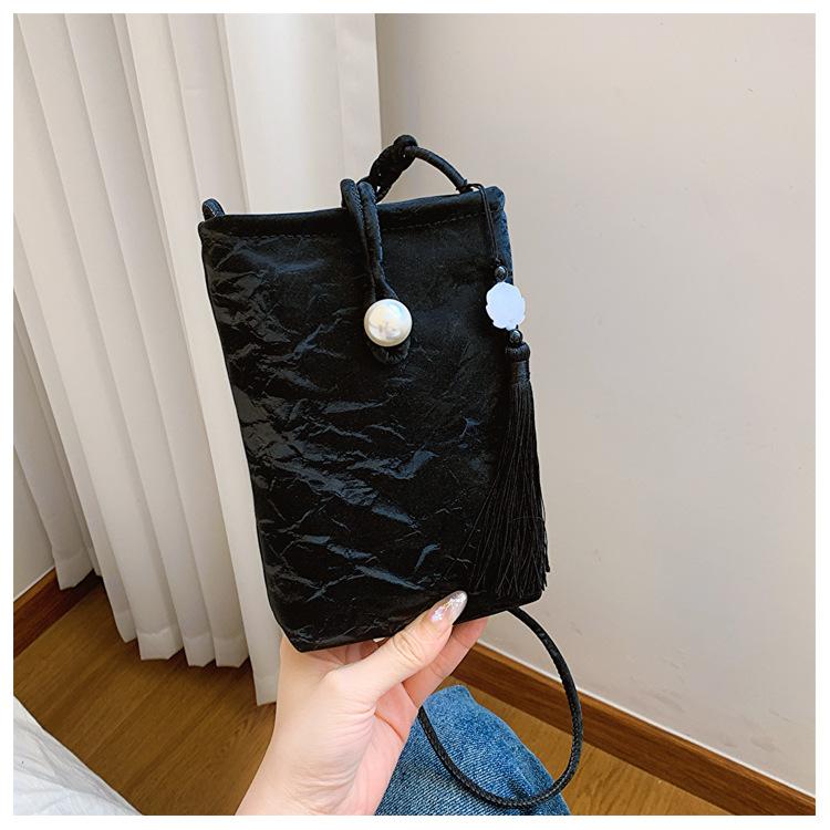 

Нова жіноча сумка для мобільного телефону Guofeng, міні-сумка через плече в корейській версії, проста маленька сумка Macaron чорний