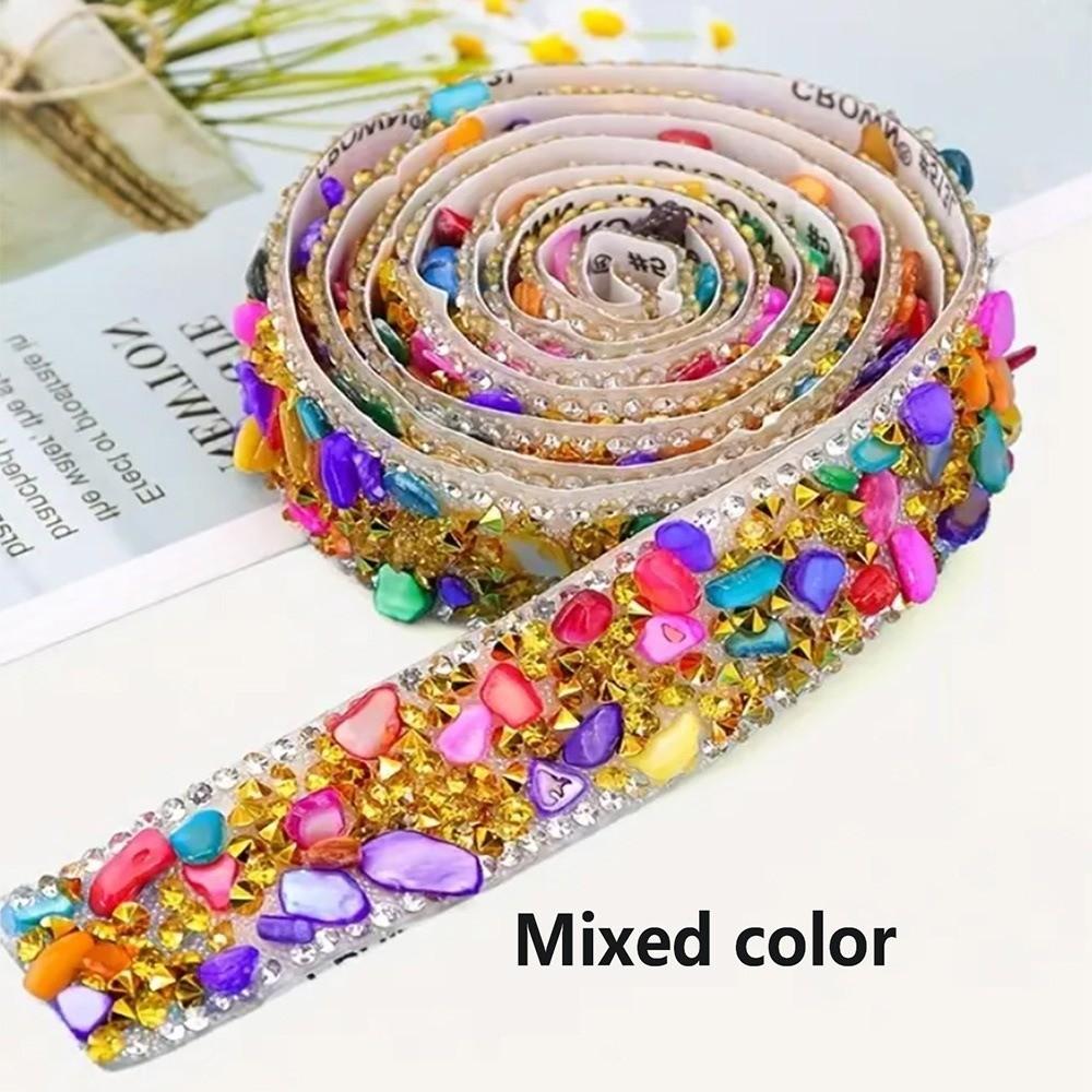 Self Adhesive Rhinestone Strip Colorful Resin Material Crushed Rhinestone Trim Crushed Stone No Iron Needed