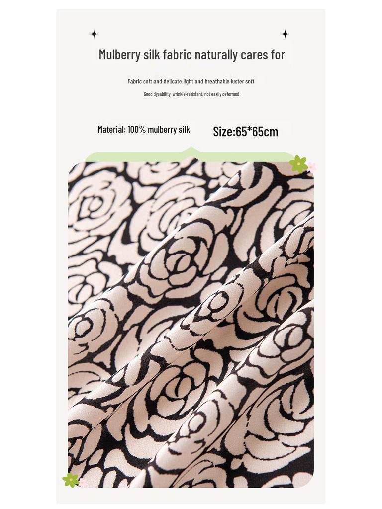 Camellia Print Mulberry Silk Square Scarf - Elegant Luxury Women's Accessory