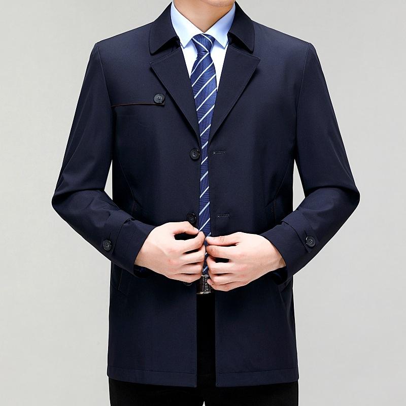 

Ветровка из шелка тутового шелкопряда для мужчин среднего возраста, повседневная куртка-ветровка средней длины, мужские топы 195